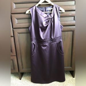 RW & Co satin sleeveless dress with beaded waist detail and pockets